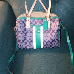 Coach Signature Varsity stripe Satchel